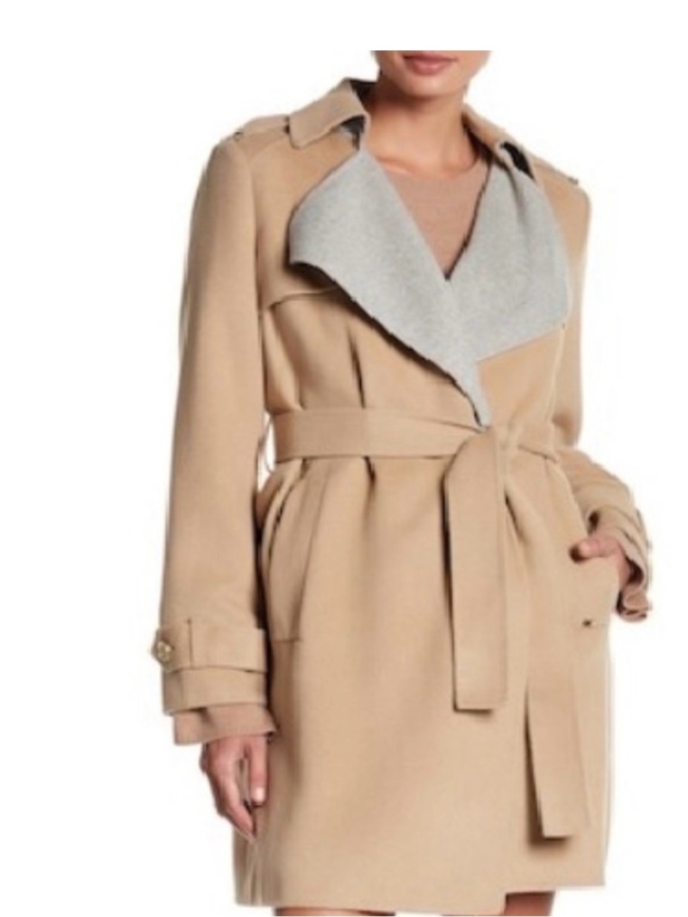 MICHAEL Michael Kors Tan Wool-Blend Pea Coat